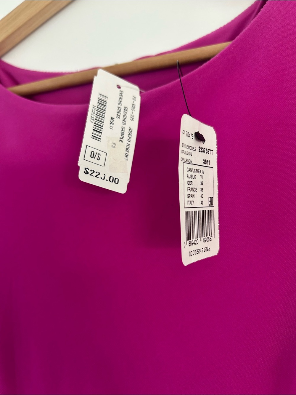 Joseph Ribkoff Magenta Rhinestone Asymmetrical Ruffle Lined Cocktail Dress | US - Picture 10 of 16
